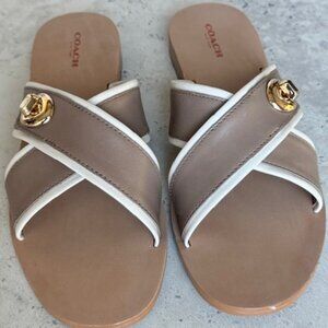 New Coach Slip On Flat Color Stone/Chalk Size 9